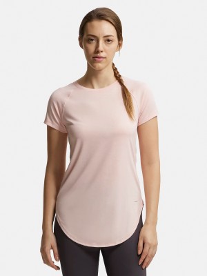 JOCKEY Solid Women Round Neck Pink T-Shirt