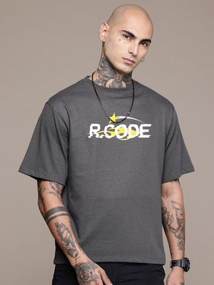 R.Code by The Roadster Life Co. Graphic Print Men Round Neck Grey T-Shirt