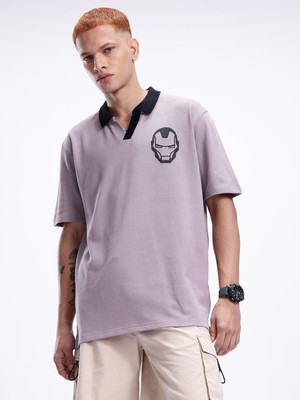 Kook N Keech Marvel Printed Men Polo Neck Purple T-Shirt