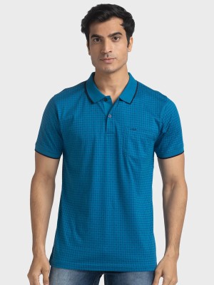 COLORPLUS Geometric Print Men Polo Neck Blue T-Shirt