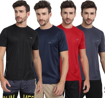 FTX Solid Men Round Neck Multicolor T-Shirt