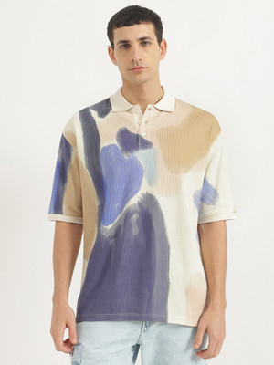 United Colors of Benetton Printed Men Polo Neck Multicolor T-Shirt