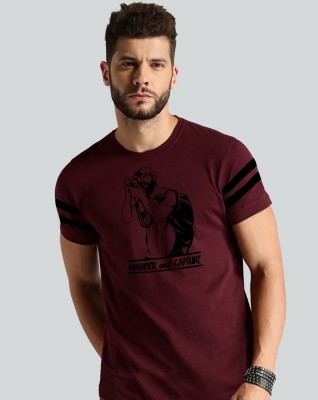 Trends Tower Graphic Print Men Round Neck Maroon T-Shirt