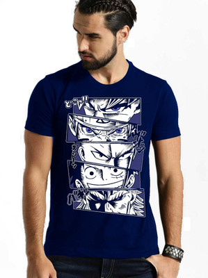 VIKCLIQUE Printed Men Round Neck Blue T-Shirt