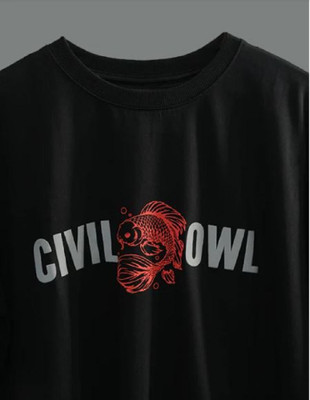 Civilowl Printed Men Round Neck Black T-Shirt