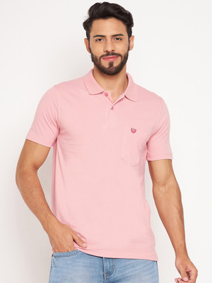DUKE Solid Men Polo Neck Pink T-Shirt