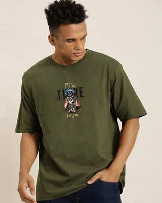 LAVISHOAK Printed Men Round Neck Green T-Shirt