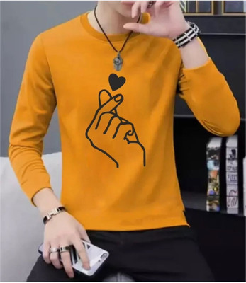AVR Printed Men Round Neck Yellow T-Shirt