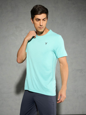 TECHNOSPORT Self Design Men Crew Neck Blue T-Shirt