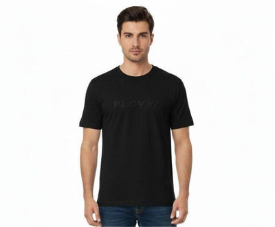 FLOVVA Printed Men Round Neck Reversible Black T-Shirt