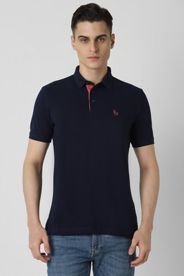 VAN HEUSEN Solid Men Polo Neck Blue T-Shirt