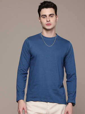 Moda Rapido Solid Men Round Neck Blue T-Shirt
