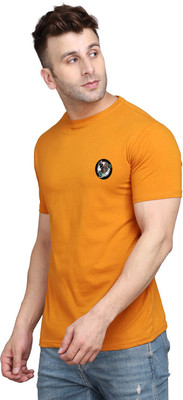 BEYOU FASHION Printed Men Round Neck Gold T-Shirt