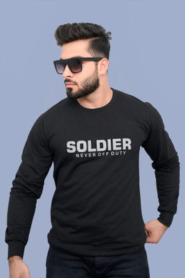 AZYXREN Self Design Men Round Neck Black T-Shirt