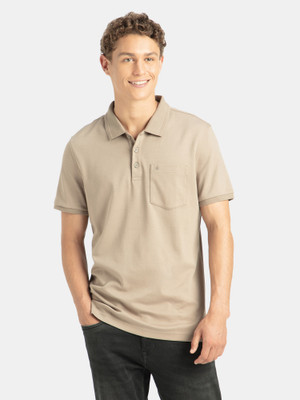 JOCKEY Solid Men Polo Neck Beige T-Shirt