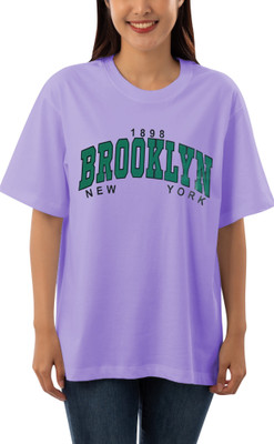 HouseOfCommon Graphic Print Women Round Neck Purple T-Shirt