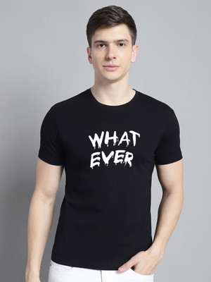 FBAR Typography Men Round Neck Black T-Shirt