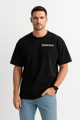 Gabroos Printed Men Round Neck Black T-Shirt
