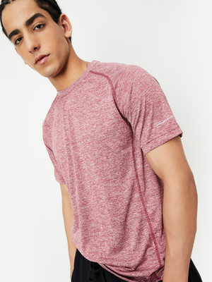 MAX Printed Men Round Neck Pink T-Shirt