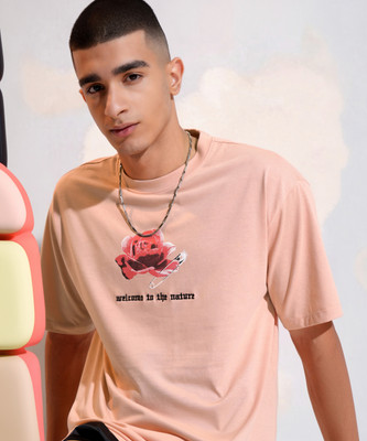 HIGHLANDER Printed Men Round Neck Orange T-Shirt
