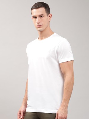 London Crew Solid Men Round Neck White T-Shirt