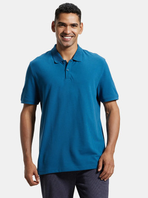 JOCKEY Solid Men Polo Neck Blue T-Shirt