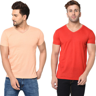 Tresna Fab Solid Men V Neck Multicolor T-Shirt