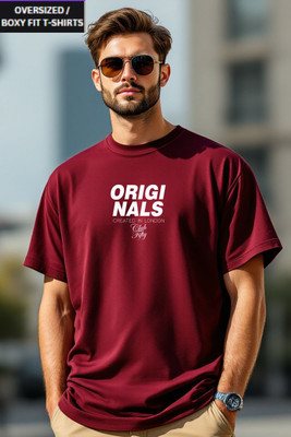UrGear Printed Men Round Neck Maroon T-Shirt