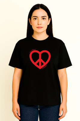 WickedCotton Printed Women Round Neck Black T-Shirt