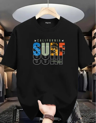 Magneto Striped Men Polo Neck Black T-Shirt