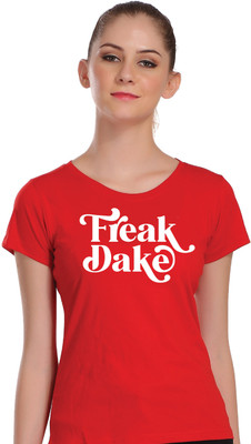 Hadwin Typography Women Round Neck Red T-Shirt