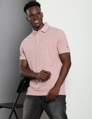 TOMMY HILFIGER Solid Men Polo Neck Pink T-Shirt