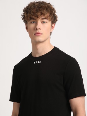 THE BEAR HOUSE Solid Men Round Neck Black T-Shirt