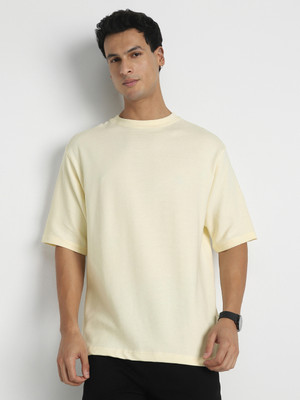 NOBERO Self Design Men Crew Neck White T-Shirt