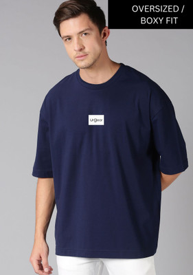 UrGear Printed Men Round Neck Navy Blue T-Shirt