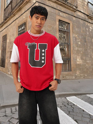 Kook N Keech Printed Men Round Neck Red T-Shirt
