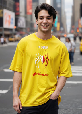 Smartees Printed Men Round Neck Yellow T-Shirt