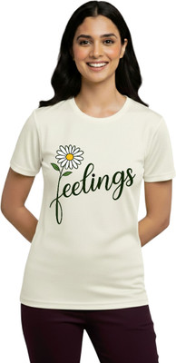 Aasha-Kriti Graphic Print Women Round Neck White T-Shirt