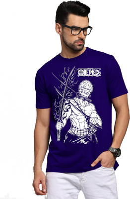 BROTEES Printed Men Round Neck Blue T-Shirt