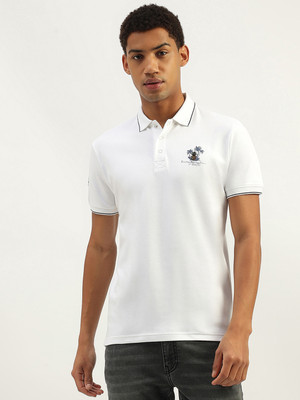 United Colors of Benetton Solid Men Polo Neck White T-Shirt