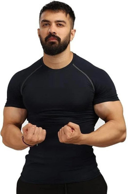 NINQ Solid Men Round Neck Black T-Shirt
