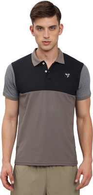 TECHNOSPORT Colorblock Men Polo Neck Brown T-Shirt