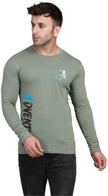 Cryptic Typography Men Round Neck Light Green T-Shirt