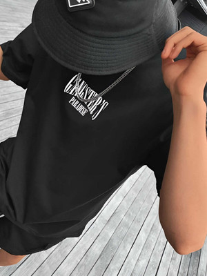 HELL BOUND Typography Men Round Neck Black T-Shirt