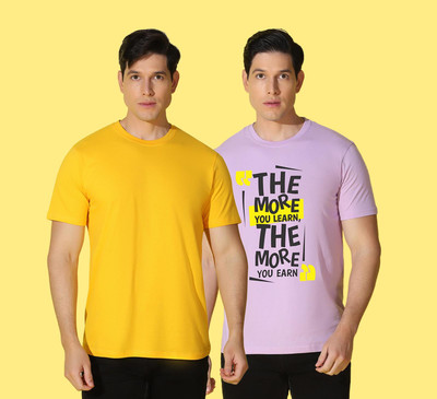 WOOSTRO Solid Men Round Neck Multicolor T-Shirt