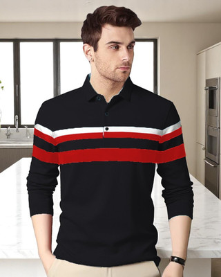 Autna Printed Men Polo Neck Black T-Shirt