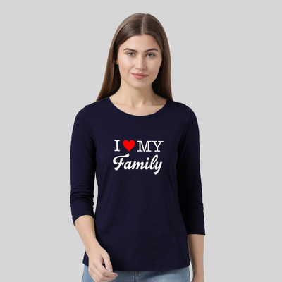 Nilan Tees Wear Printed Women Round Neck Navy Blue T-Shirt