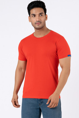 Jacob Louis Solid Men Round Neck Red T-Shirt