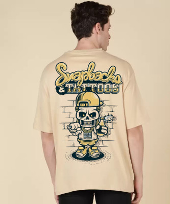 FASHNET Printed Men Round Neck Beige T-Shirt