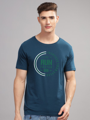 ADRO Printed Men Round Neck Dark Green T-Shirt
